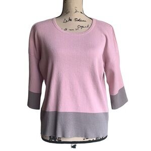 Sandro Paris Color Block Pink Gray Sweater